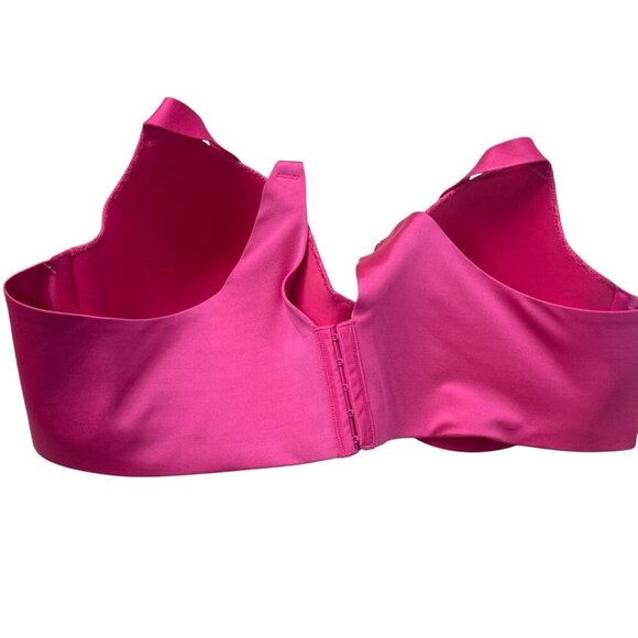 Catherines Underwire T-shirt Bra Floral Hot Pink Fuchsia Lace Textured NEW 50C - Picture 7 of 10